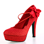 月月新娘 鞋 婚鞋 红色鞋 结婚鞋子 新娘鞋大红色婚鞋高跟鞋HX084——更多美鞋请进婚嫁商城（http://hunjia.hunlimama.com/） #性感# #优雅#