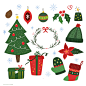 优雅的圣诞元素包 Elegant pack of Christmas elements_平面素材_其他平面素材_模库(51Mockup)