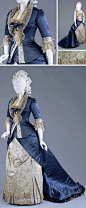 服装｜维多利亚时代，1870～1880。“鸡屁股”形裙撑的兴起时期。