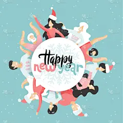 贺卡,圆形,幸福,文字,符号,友谊,新年前夕,绘画插图,人,平坦的