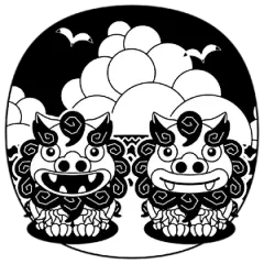 其中包括图片：商用フリー・無料イラスト_モノクロ（白黒）のシーサー_shisa024 | 商用OK!フリー素材集「ナイスなイラスト」