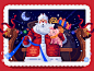 New Year 2019 Illustration present moon holiday pig xmas christmas santa claus santa ded moroz illustration