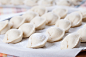 Raw, uncooked russian pelmeni