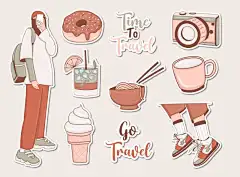 创意矢量贴纸贴画元素
