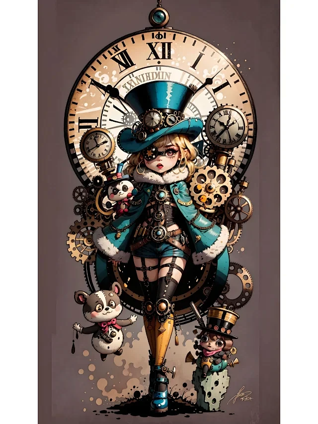 这也太牛了吧Ai绘画q版复古蒸汽朋克少女图-花瓣网