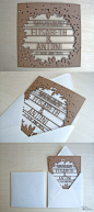 Rustic wedding invitations by Asymmetree #laser cut #recycled: 