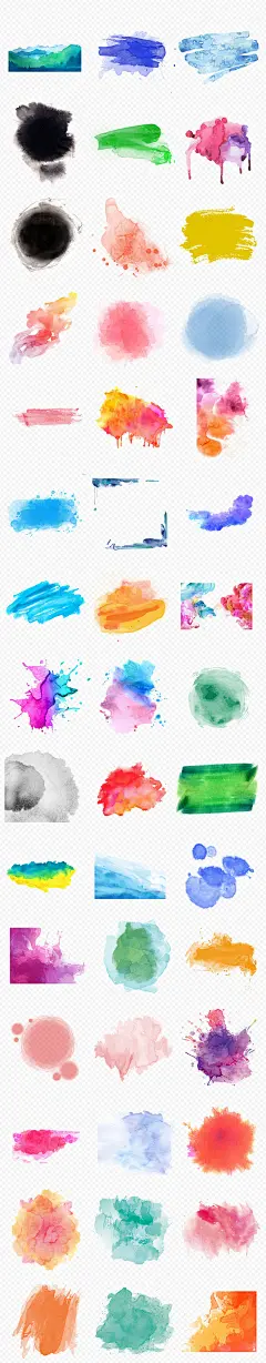彩色墨迹泼墨笔刷水彩颜料海报素材背景图片PNG