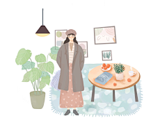 安恬~采集到插画-淡彩小插画