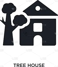 树屋,分离着色,图标,简单,房地产经纪人,商务,环境,现代,建筑业,品牌名称