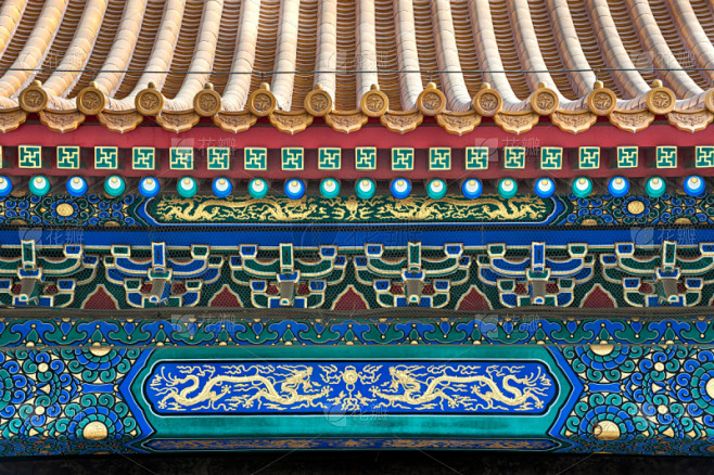 华丽的,北京,屋顶,故宫,屋顶横梁,国际著名景点,瓷砖,中国,木制,建筑