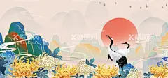 中国风插画背景  - 源文件下载【酷图网】山水,潮流新品,国潮,文化,中国风,古典,东方,艺术,大山,云纹,创意,潮流,手绘,古代,海浪,封面,画册,宣传单,展板,展架,广告,海报,插画,插图,新国潮,中国传统,国潮海报
