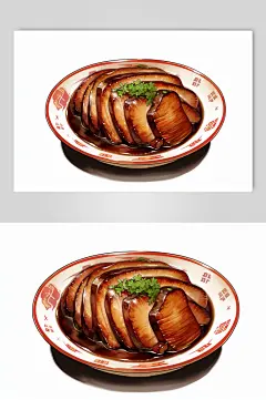 AI数字艺术手绘特色美食扣肉餐饮插画-众图网