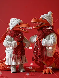 新年龙年中国红龙和一位皮克斯风格的中国小女孩海报