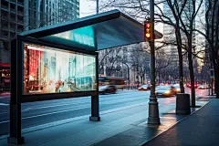 效果贴图地铁公交站广告牌样机模型