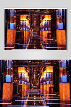 蓝黄时尚高端大气KTV室内装修图片