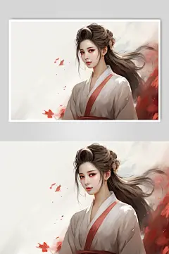 AI数字艺术新中式中国风美女人物插画-众图网