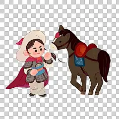 手绘历史人物花木兰人物插画摄影作品