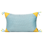 兿品|蓝色四角包黄色皮革挂珠腰枕|样板房儿童孩子房童趣抱枕沙发-淘宝网