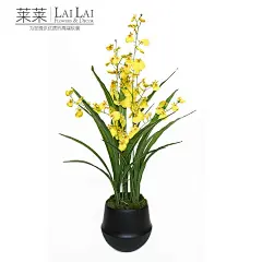 高端橘色整体花艺套装橙色仿真单支跳舞兰龟背竹客厅样板间装饰花-淘宝网