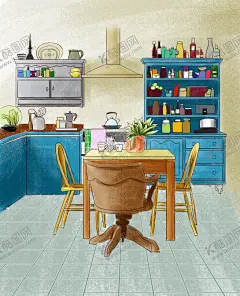 简约小清新厨房插画 【酷图网】厨房,厨房插画,小清新插画,场景,插画,室内插画,厨房一角,漫画,环境设计,室内设计,300dpi,psd分层,简约插画,简约厨房,手绘,手绘厨房,温馨厨房,生活插画,家庭插画,设计插画