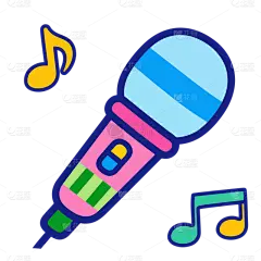 常规内容-图标系列可爱风彩色麦克风+音符图标元素