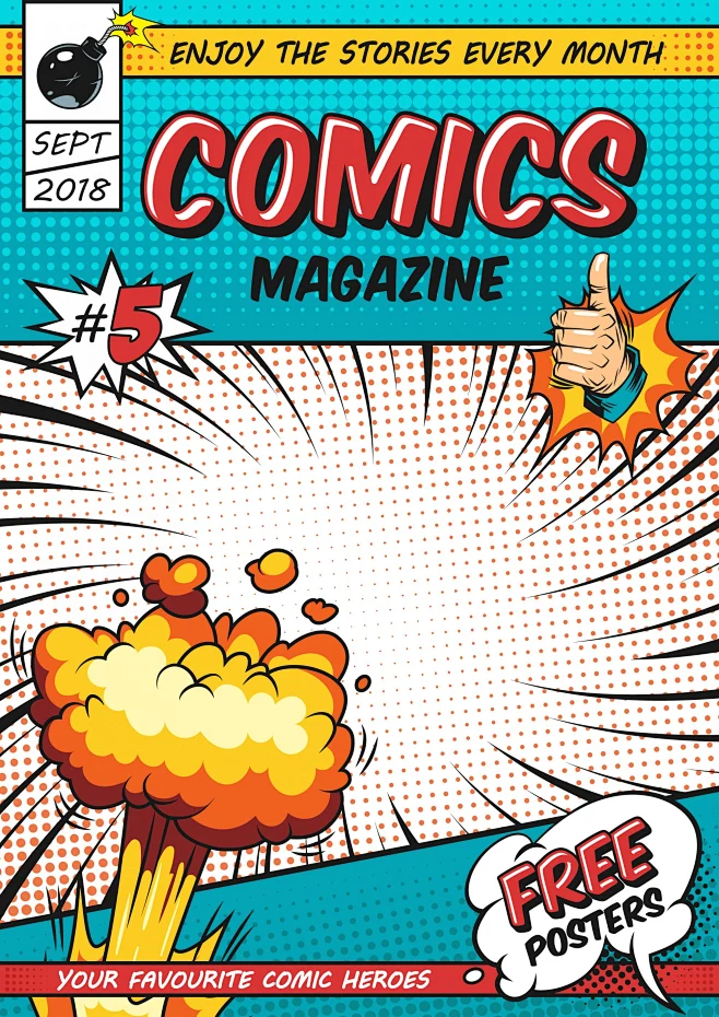 Comics poster template-花瓣网