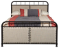 Queen All-in-One Linen Upholstered Metal Bed transitional-panel-beds