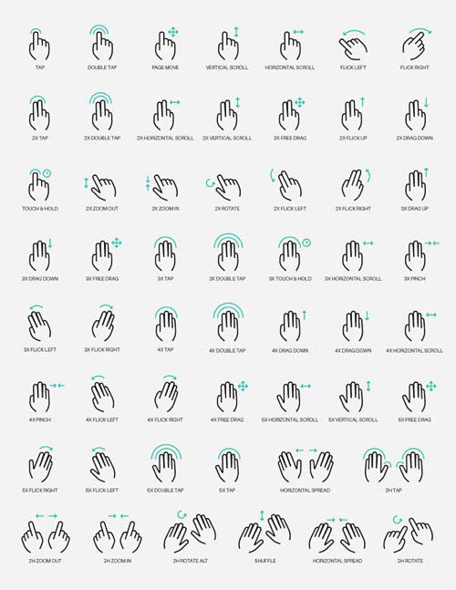 11款交互用的触屏手势示意图标 | 设计...
