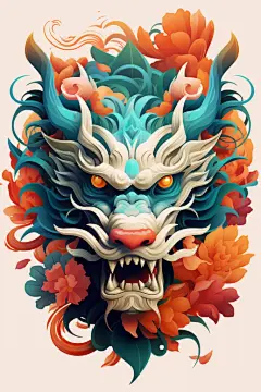 十二生肖龙头龙年中国龙插画元素