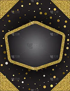 商务问候卡片模板。金色闪光的框架与角落