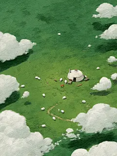momo插画 _ 云朵里的羊群_5_momo艺术_来自小红书网页版
