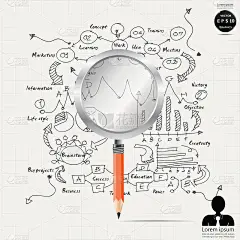 插画业务。设计创意和概念思维。为了成功，计划，思考，搜索，分析，沟通，未来的想法，创新技术现代。矢量