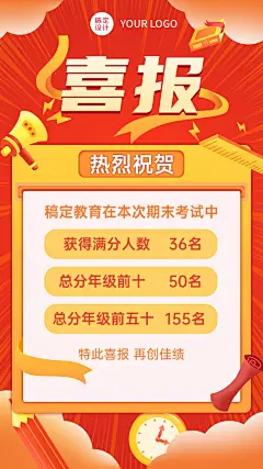 期末考试学习成绩喜报