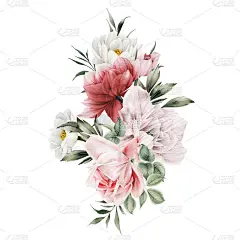 花束，可作为贺卡、婚礼请柬、生日等节假日和夏季背景。水彩插图