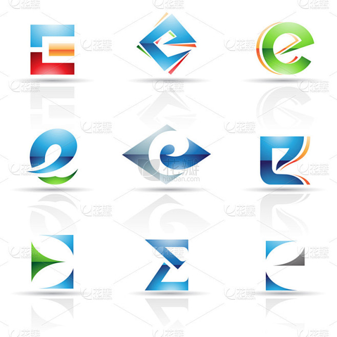 字母 e 的光泽图标