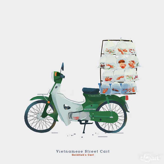 越南街头小货车-插画欣赏