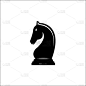 剪影国际象棋骑士棋子向量