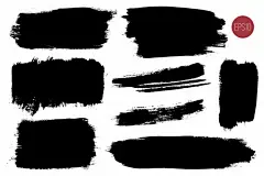手绘毛笔画笔描边笔触，矢量图设计素材