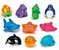 Munchkin Squirtin Sea 宝宝戏水玩具，一套 10 个入，宝宝刚好可以捧在手里，捏捏好好玩。当然成人也可以玩。 售价:169元