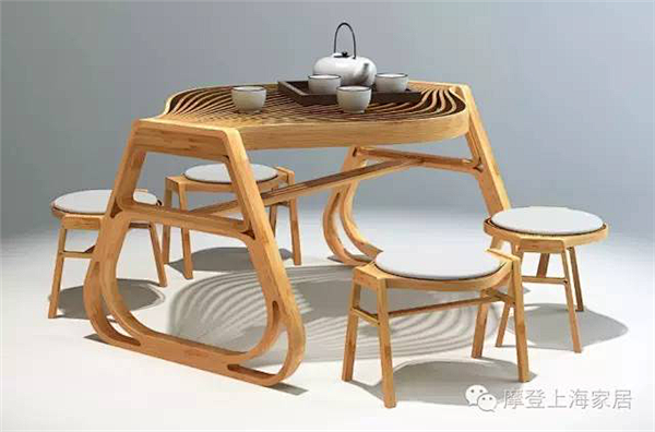 王树茂作品：茶影+茶凳
　　品茶和竹子，...