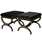 Black Neoclassical Style Curule Stools: 