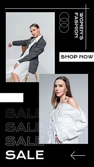 Pure Black Background Women's Fashion Sale Promotion Ecommerce Story