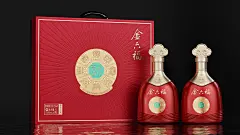 白酒包装设计 金六福酒·嘉宾满堂 喜庆 礼盒