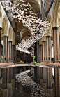 German Artist Michael Pendry (pictured) has hung 2500 origami doves in the nave of Salisbury Cathedral in an installation called Les Colombes.