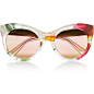 Gucci Cat-eye printed acetate and metal mirrored sunglasses