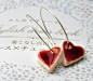 Shiny Hearts Earrings  Last pair  Sterling Silver Hoops by Kosmika@北坤人素材