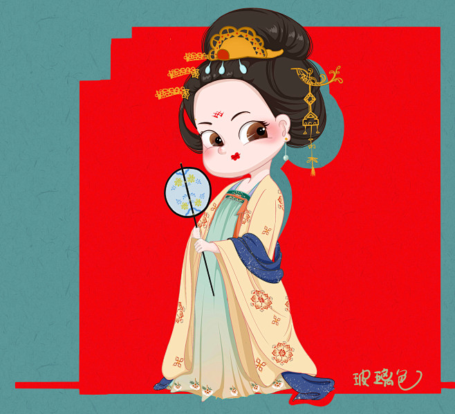 唐代服饰q版任务动漫人设可爱古风