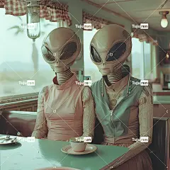 Ai产生的 夫妻 外星人 复古的 科幻 晚餐 下午