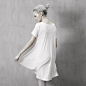 原创女装夏装新款 白色轻薄宽松不对称结构 长款莫代尔棉针织t恤 jn／jw/界内界外 设计 2013