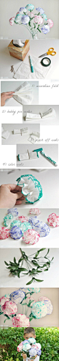 餐巾纸变身康乃馨。